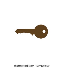 Flat paper cut style icon of an old key. Vector illustration
