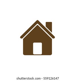 Flat paper cut style icon of house. Vector illustration