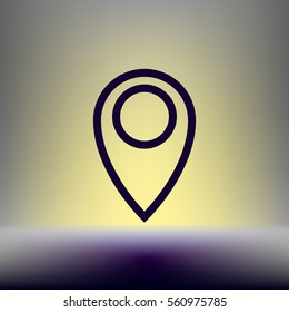 Flat paper cut style icon of map pointer vector illustration