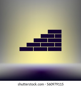 Flat paper cut style icon of brickwork fragment. Vector illustration