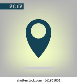 Flat paper cut style icon of map pointer vector illustration