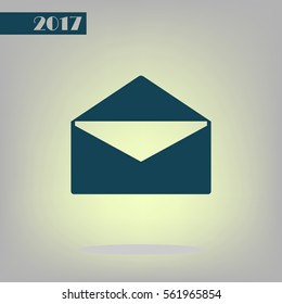 Flat paper cut style icon of envelope. E-mail symbol
