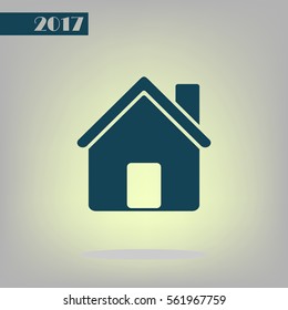 Flat paper cut style icon of house. Vector illustration