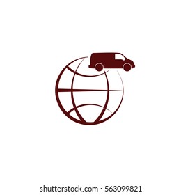 Flat paper cut style icon of vehicle. Delivery car symbol vector illustration