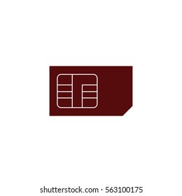 Flat paper cut style icon of a sim card. Vector illustration