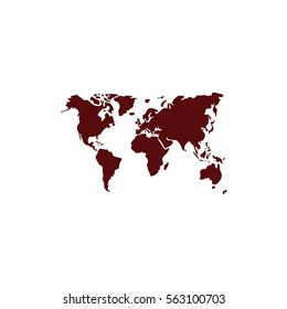 Flat paper cut style icon of World Map. Vector illustration