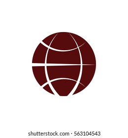Flat paper cut style icon of globe. Vector illustration