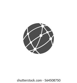 Flat paper cut style icon of globe. Vector illustration