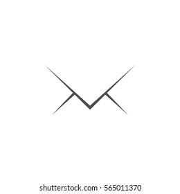 Flat paper cut style icon of envelope. E-mail symbol