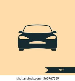 Flat paper cut style icon of a car. Vector illustration