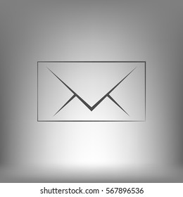 Flat paper cut style icon of envelope. E-mail symbol