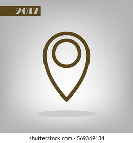 Flat paper cut style icon of map pointer vector illustration