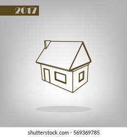 Flat paper cut style icon of house model vector illustration