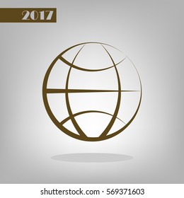 Flat paper cut style icon of globe. Vector illustration
