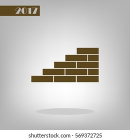 Flat paper cut style icon of brickwork fragment. Vector illustration
