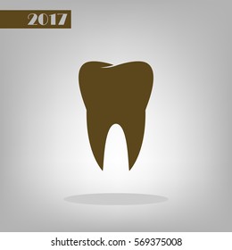 Flat paper cut style icon of tooth. Dentistry symbol icon vector illustration