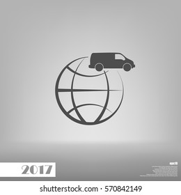 Flat paper cut style icon of vehicle. Delivery car symbol vector illustration