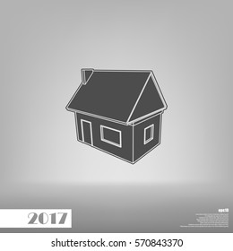 Flat paper cut style icon of house model vector illustration