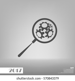 Flat paper cut style icon of magnifier. Vector illustration