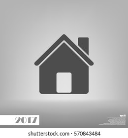 Flat paper cut style icon of house. Vector illustration