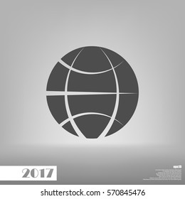 Flat paper cut style icon of globe. Vector illustration
