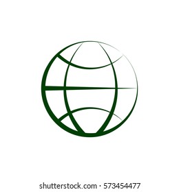 Flat paper cut style icon of globe. Vector illustration