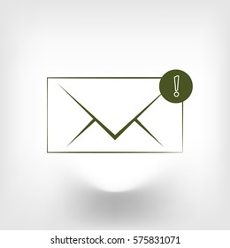 Flat paper cut style icon of envelope. E-mail symbol