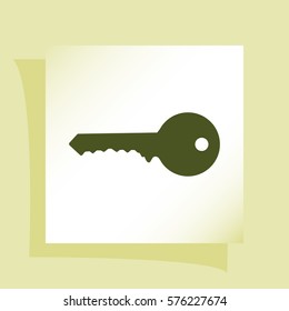 Flat paper cut style icon of an old key. Vector illustration