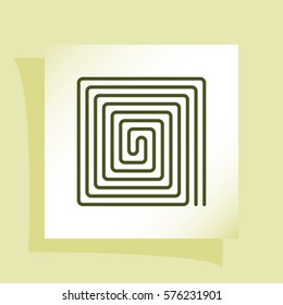 Flat paper cut style icon of floor heating. Vector illustration