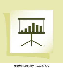 Flat paper cut style icon of a presentation stand. Vector illustration