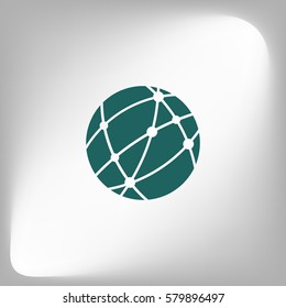 Flat paper cut style icon of globe. Vector illustration