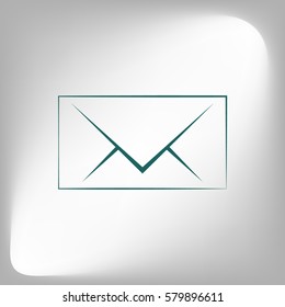 Flat paper cut style icon of envelope. E-mail symbol