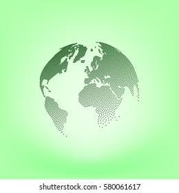 Flat paper cut style icon of globe. Vector illustration