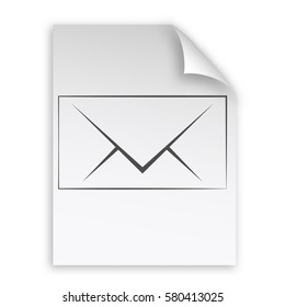 Flat paper cut style icon of envelope. E-mail symbol