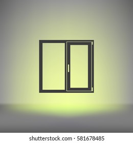 Flat paper cut style icon of modern window. Vector illustration