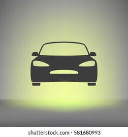 Flat paper cut style icon of a car. Vector illustration
