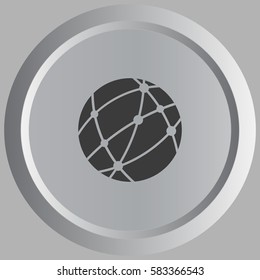Flat paper cut style icon of globe. Vector illustration