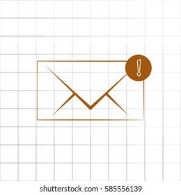 Flat paper cut style icon of envelope. E-mail symbol