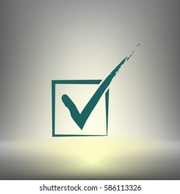 Flat paper cut style icon of check box. Vector illustration