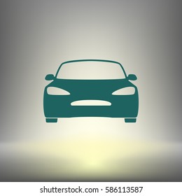 Flat paper cut style icon of a car. Vector illustration