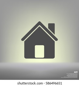 Flat paper cut style icon of house. Vector illustration