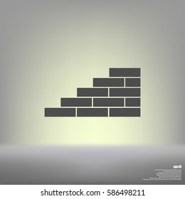 Flat paper cut style icon of brickwork fragment. Vector illustration