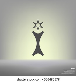 Flat paper cut style icon of trophy and award. Vector illustration