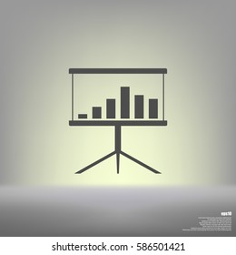 Flat paper cut style icon of a presentation stand. Vector illustration