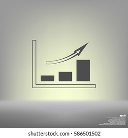 Flat paper cut style icon of a diagram. Vector illustration