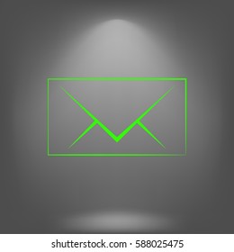 Flat paper cut style icon of envelope. E-mail symbol