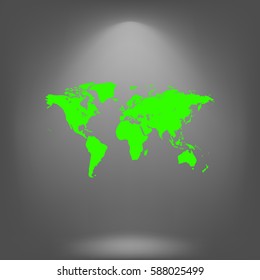 Flat paper cut style icon of World Map. Vector illustration
