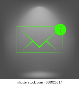 Flat paper cut style icon of envelope. E-mail symbol
