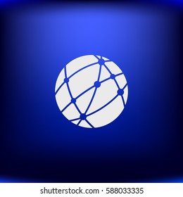 Flat paper cut style icon of globe. Vector illustration