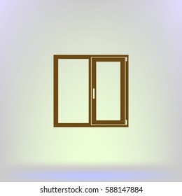 Flat paper cut style icon of modern window. Vector illustration